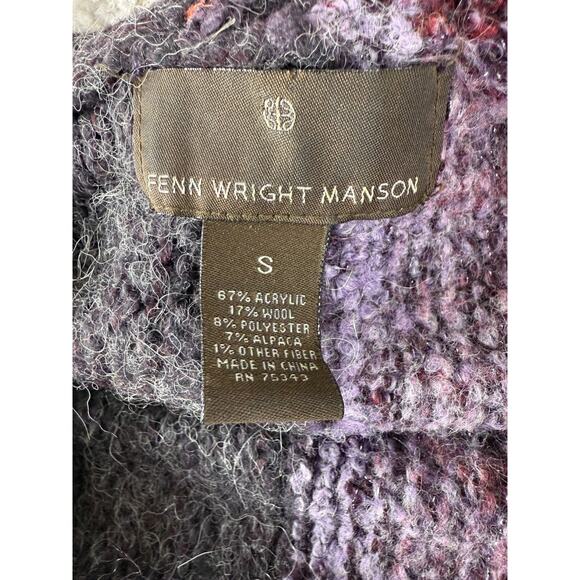 Fenn Wright Mason Sz S Colorblock Alpaca Wool Blend Cardigan Sweater Purple - Picture 5 of 7